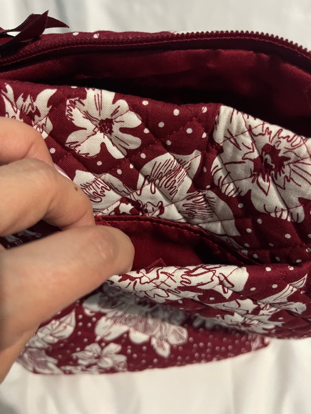 Vera Bradley Crimson Floral Crossbody Bag - Maroon & White - Picture 5 of 10